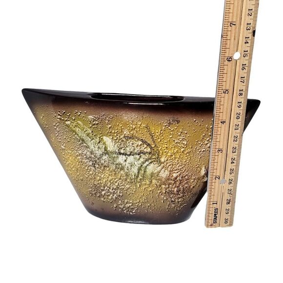 Vintage Mid Century Modern Hand Painted Ikebana Style Colorful Vase Gold Fleck - Picture 9 of 9